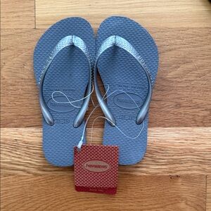 Havaianas Metallic Gray Flip Flops